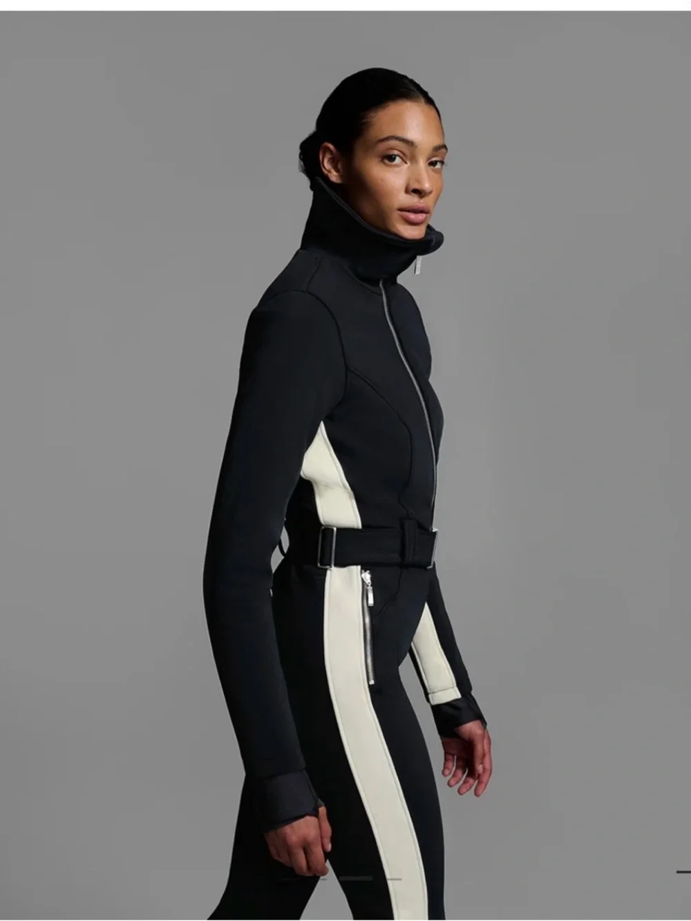 Cordova Black OTB Women’s Full-Zip Belted Ski Suit - Picture 3 of 7